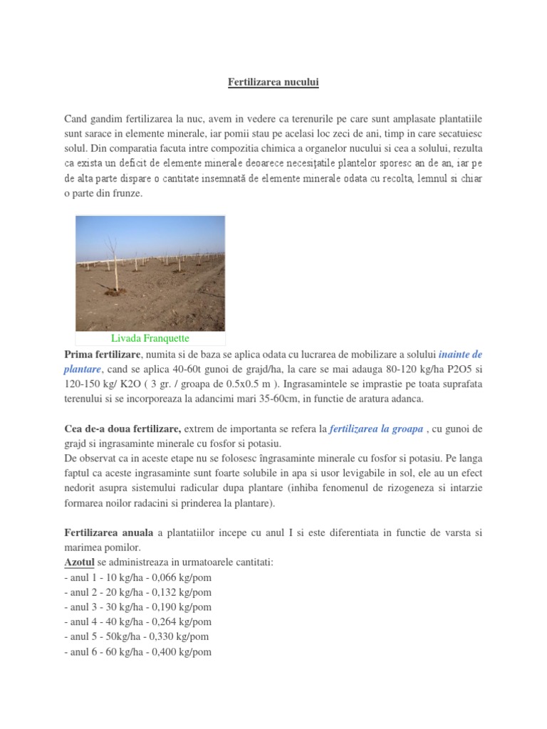 Fertilizarea Nucului