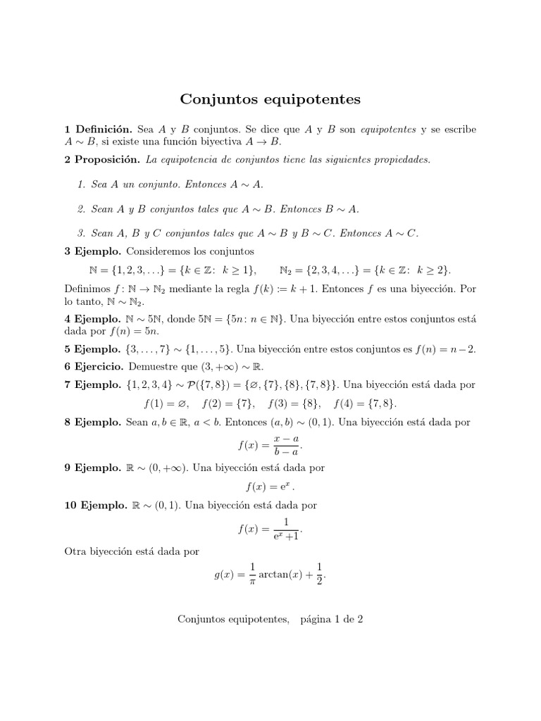 Equipotent Sets Es PDF Función (Matemáticas) Análisis