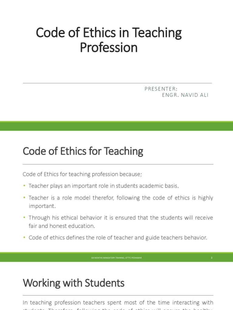 Code Of Ethics In Teaching Profession Profession Teachers