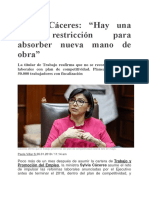 Sylvia Cáceres: "Hay Una Alta Restricción para Absorber Nueva Mano de Obra"
