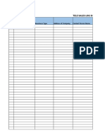 Tele Sales Log Sheet: S.No Client Name Bussiness Type Address of Company Contact Person Name