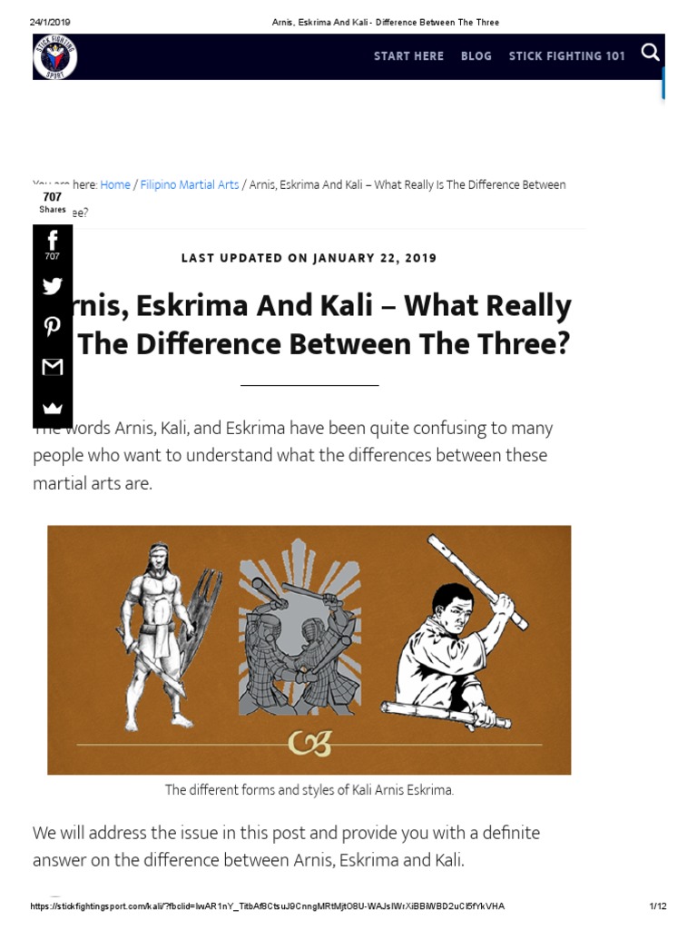 Arnis, Eskrima and Kali Difference Between The Three PDF Self