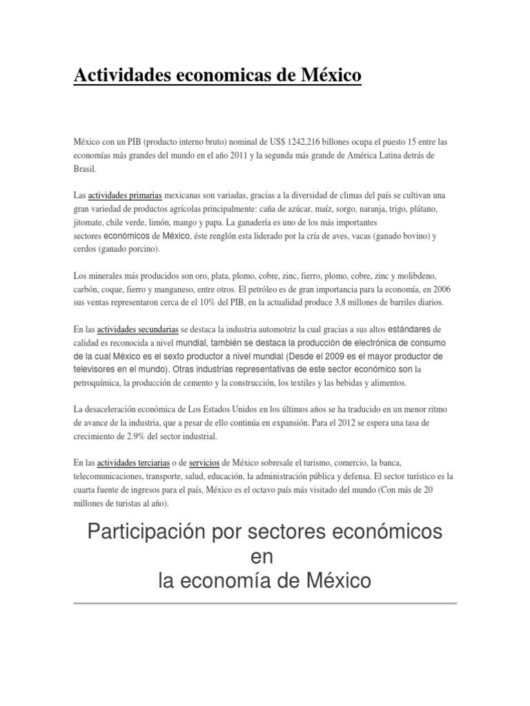 Actividades Economicas de Mexico | PDF | Ciudad de México | México