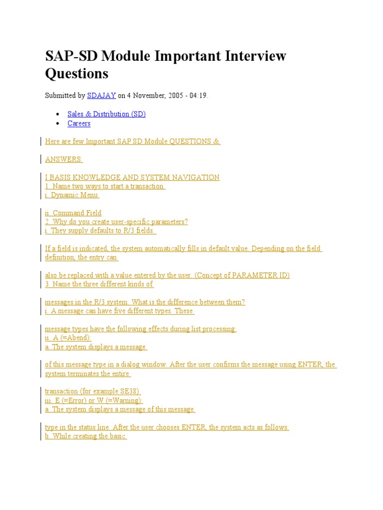Sap SD Interview Questions