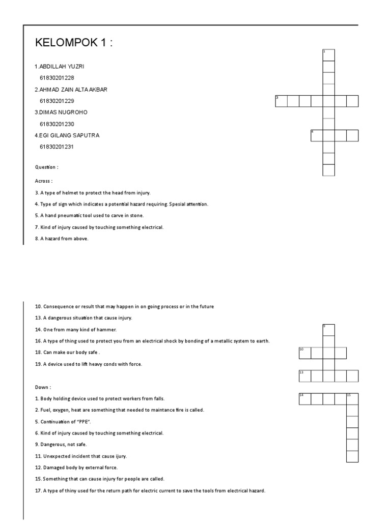 Crossword Download Free PDF Personal Protective Equipment Prevention