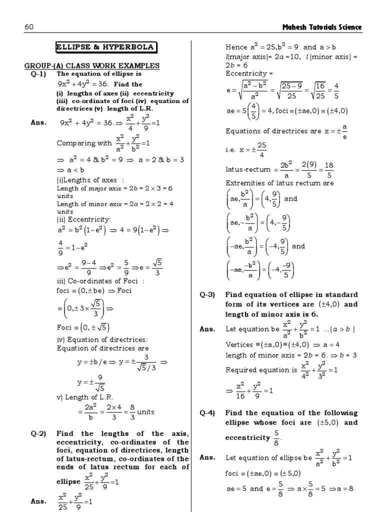 5.2 Ellipse and Hyperbola | Ellipse | Analytic Geometry