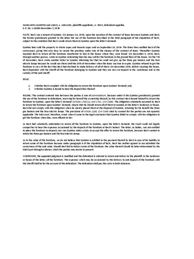 Quintos V Beck Download Free PDF Lease Public Law