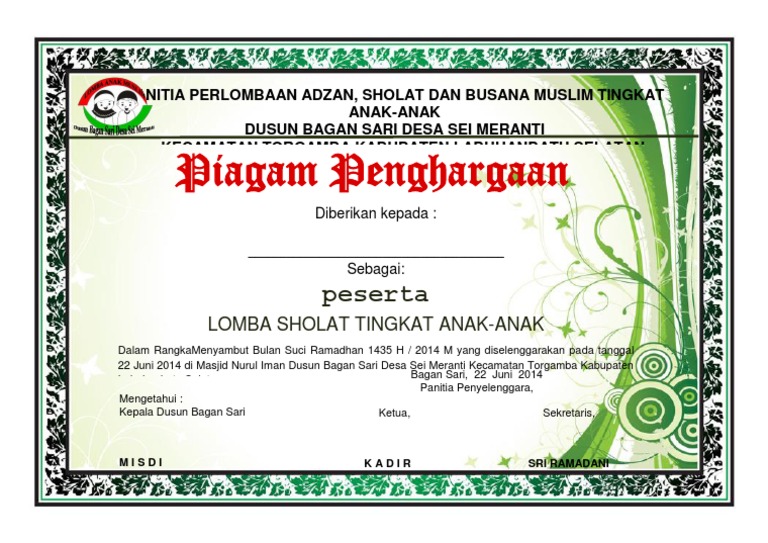 Cara Membuat Piagam Penghargaan