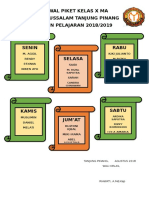 Jadwal Piket Kelas X Ma Miftahussalam Tanjung Pinang