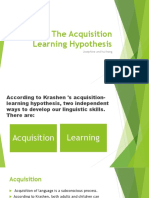 The Acquisition Learning Hypothesis