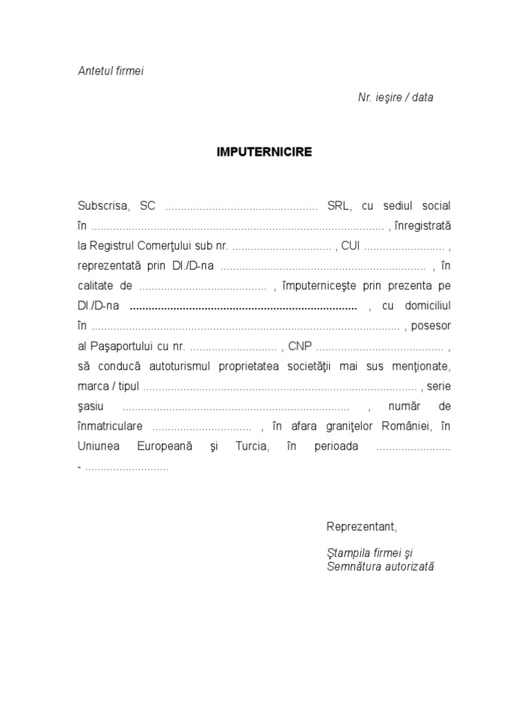 Model Imputernicire (1)