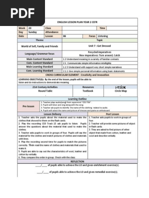 English Lesson Plan Year 2 Cefr Lesson Plan Pedagogy