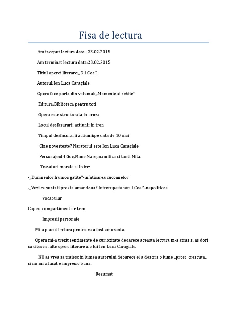 Fisa de Lectura DL GOE | PDF