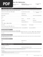 Application For Admission Form