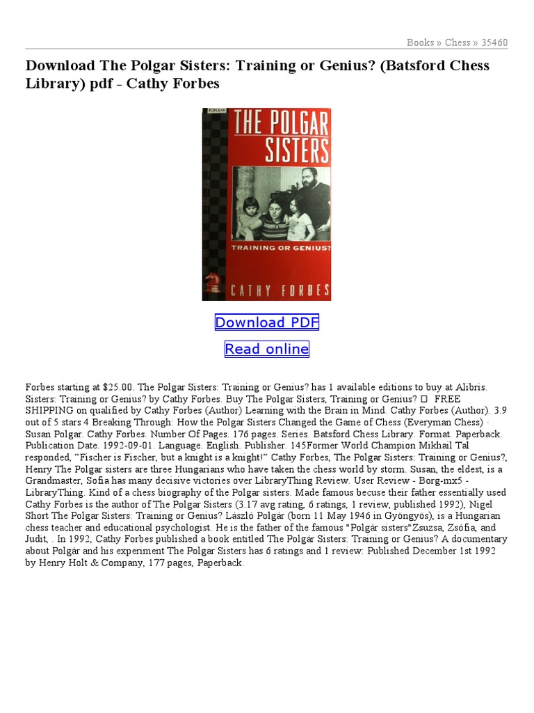 The Polgar Sisters Training or Genius (Batsford Chess Library) PDF | PDF