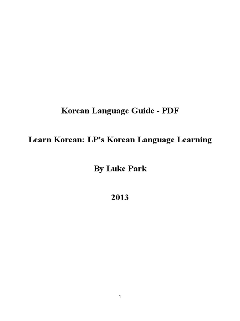 Korean Language Guide (2013) PDF | PDF | Career & Growth