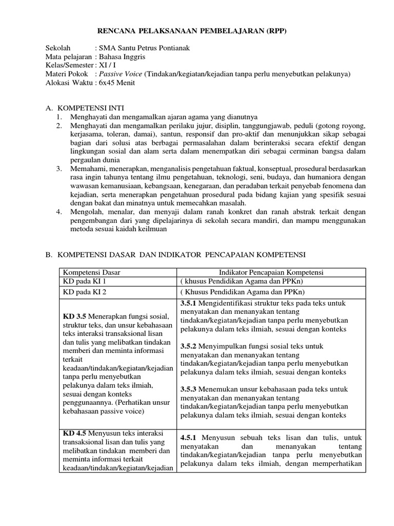 Silabus Inggris Kelas XI