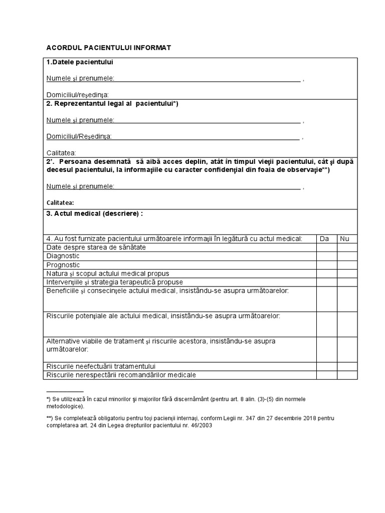 Acordul Pacientului Informat | PDF