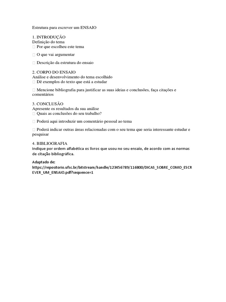 Estrutura de um Ensaio Acadêmico | PDF