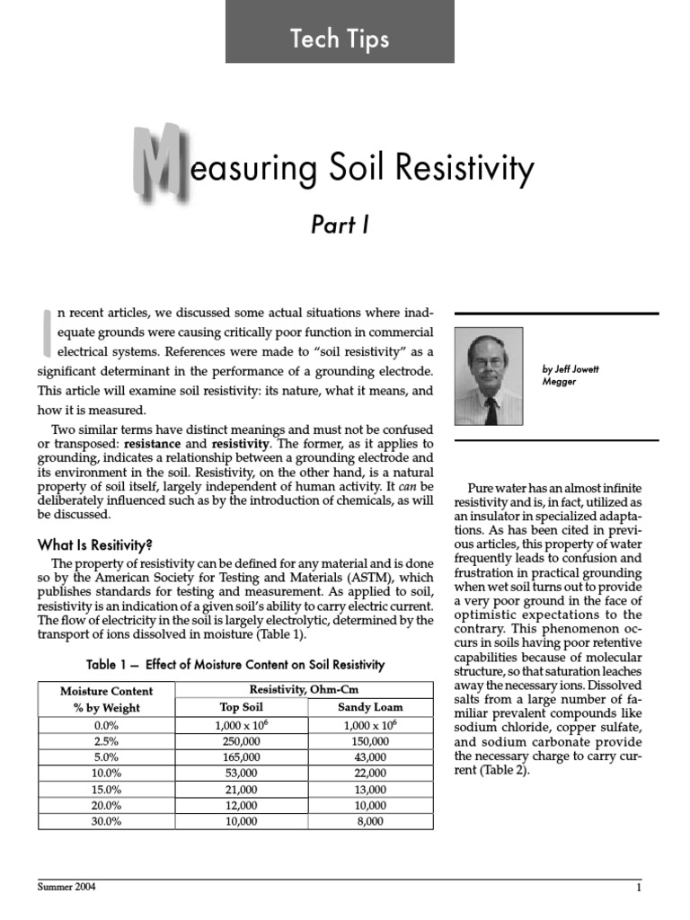 Measuring Soil Resistivity PDF PDF Electrical Resistivity And