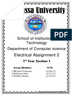 Hawassa University: Electrical Assignment 2