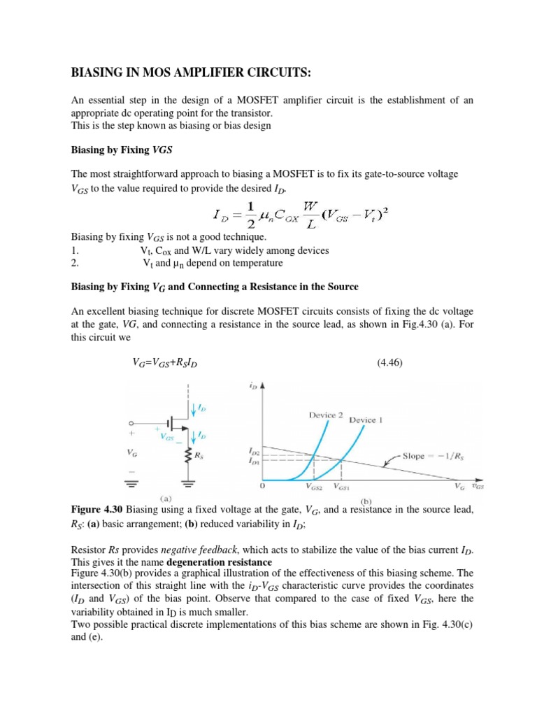 MOSFET Amplifier Biasing Techniques | PDF | Field Effect Transistor ...