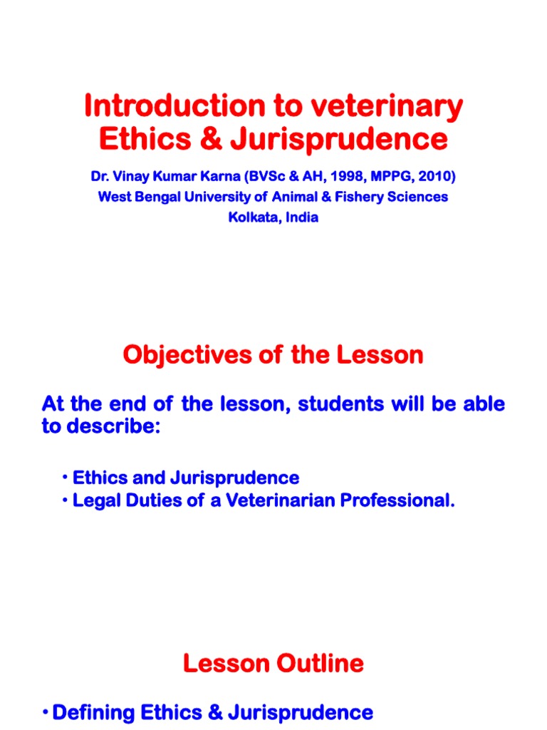 Lecture 1 Introduction PDF Jurisprudence Veterinary Medicine
