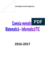 Comisie Metodică Mate Info 2016-2017