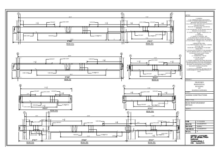 Beam Reinforcement Detail Drawings | PDF | Composite Material | Concrete