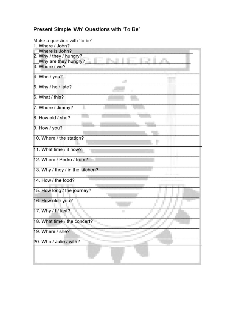 Present Simple 'To Be' Questions Guide | PDF | Question | Morphology