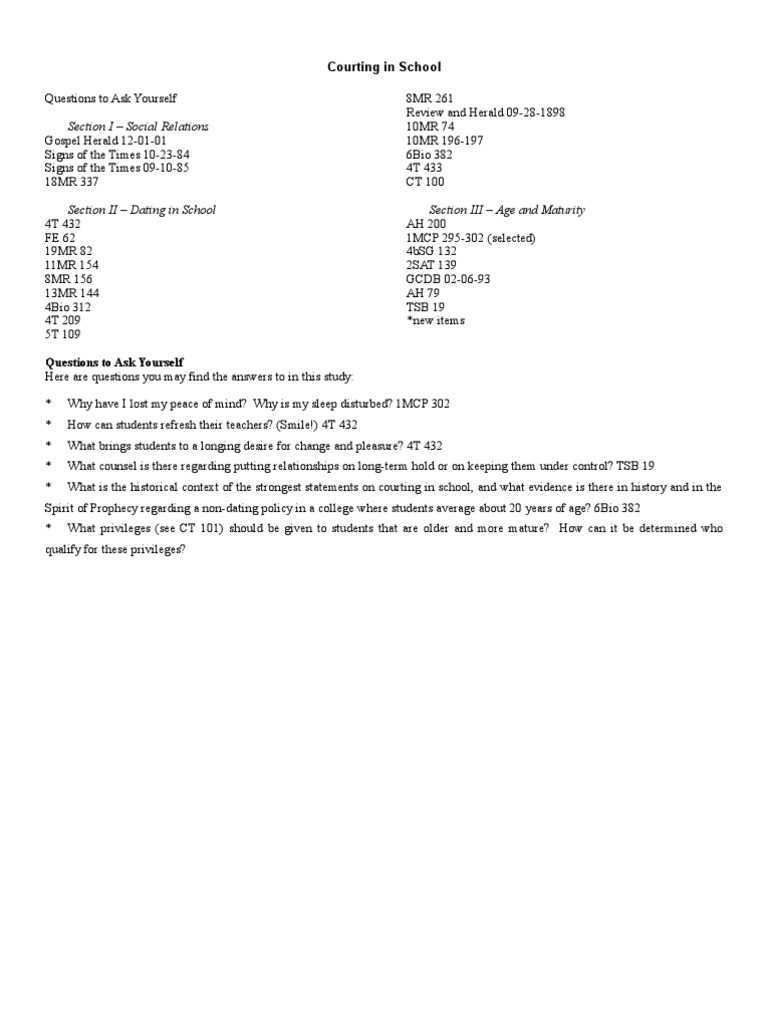 School Courting Guidelines and Insights | PDF