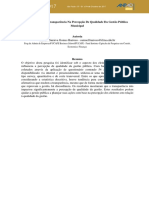 A Influência Da Transparência Na Percepção de Qualidade Da Gestão Pública Municipal