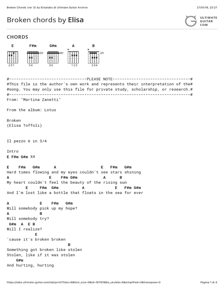 Broken Chords Ver 3 By Elisatabs At Ultimate Guitar Archive PDF