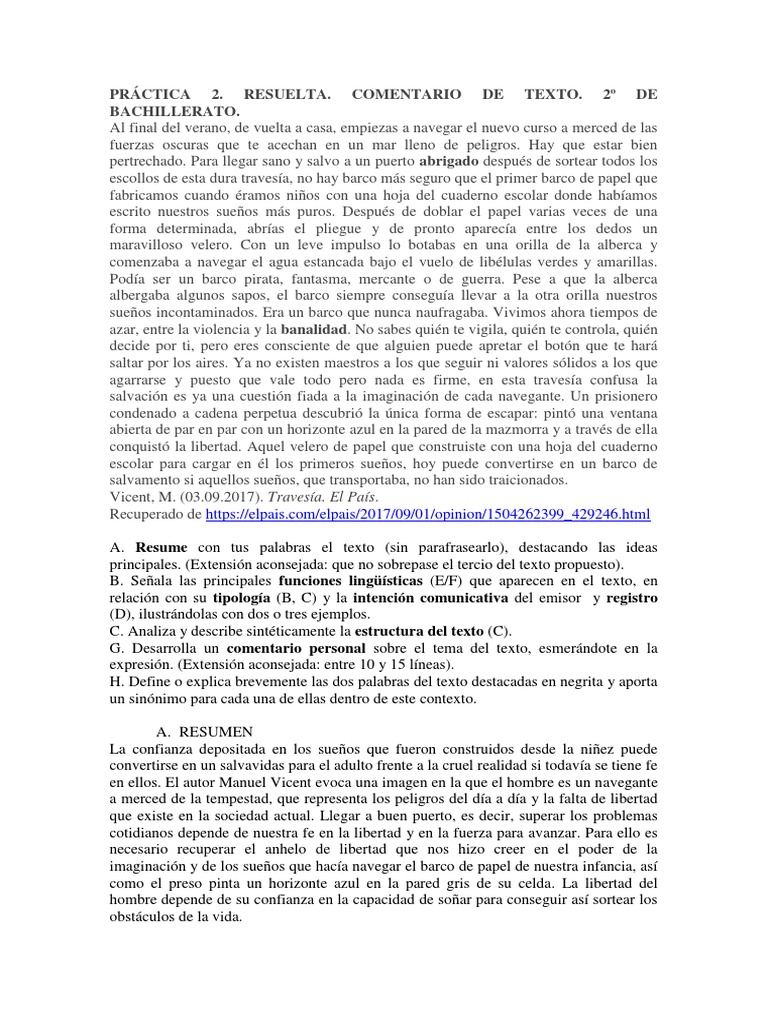 Comentario de texto 2º de bachillerato | Sueño | Analogía