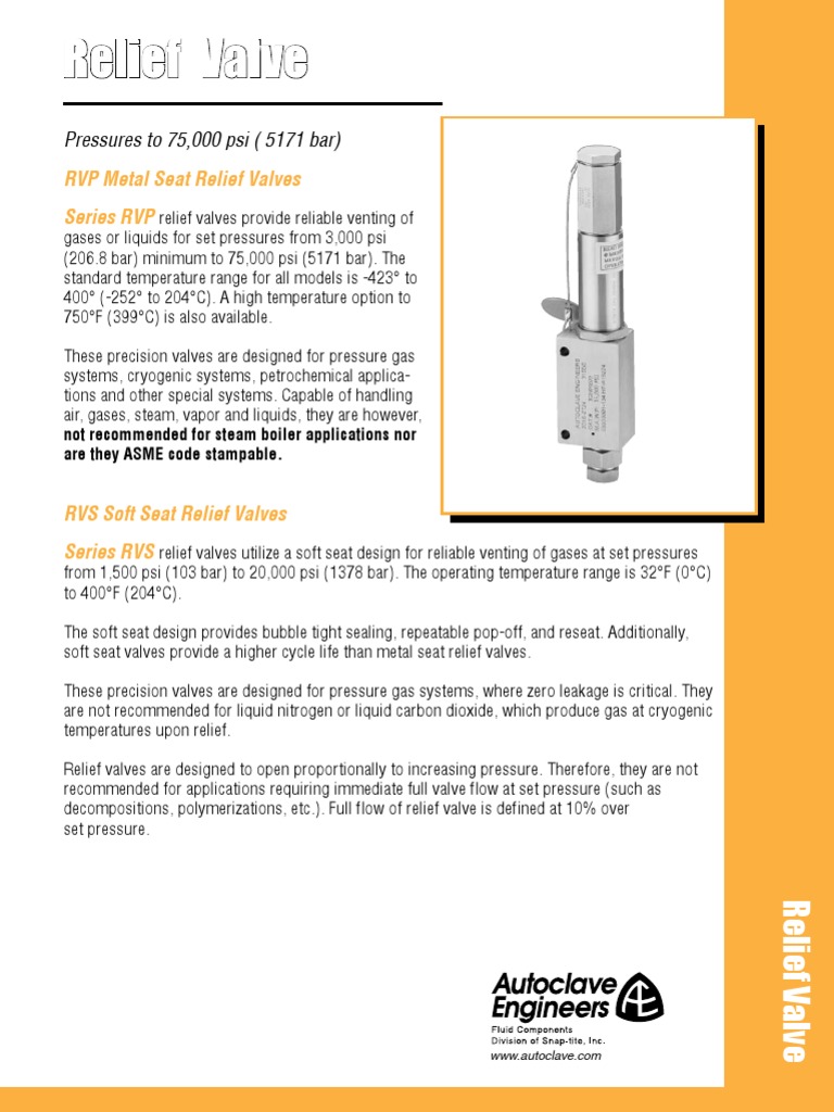Relief Valve: RVP Metal Seat Relief Valves Series RVP | PDF | Valve ...