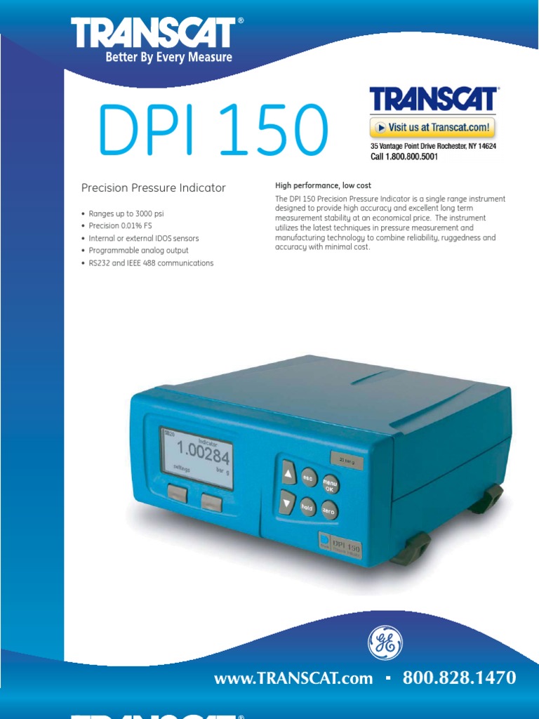 Dpi 150 | Calibration | Pressure Measurement