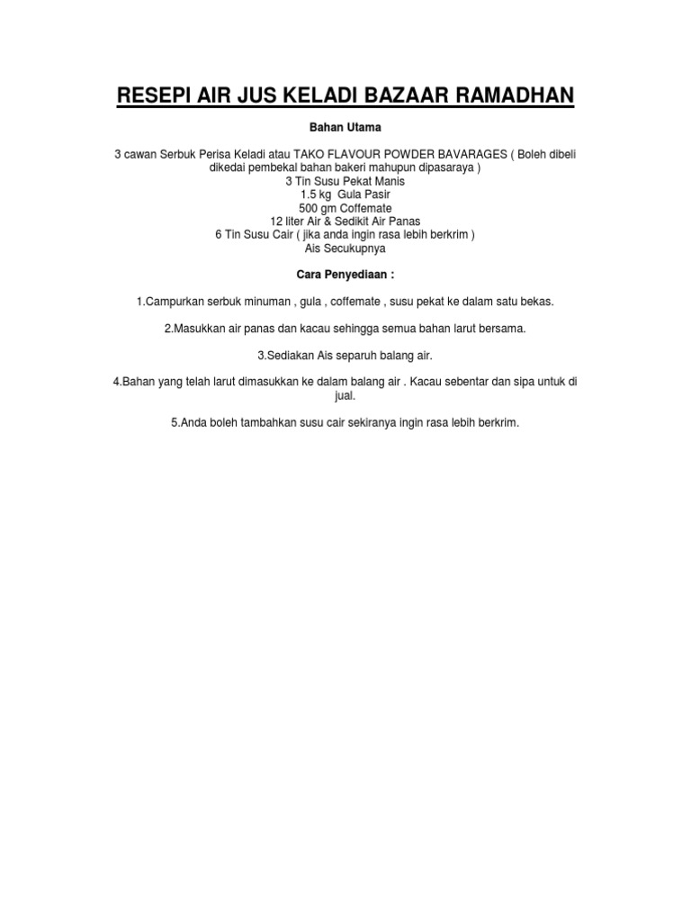 Resepi Air Jus Keladi Pdf