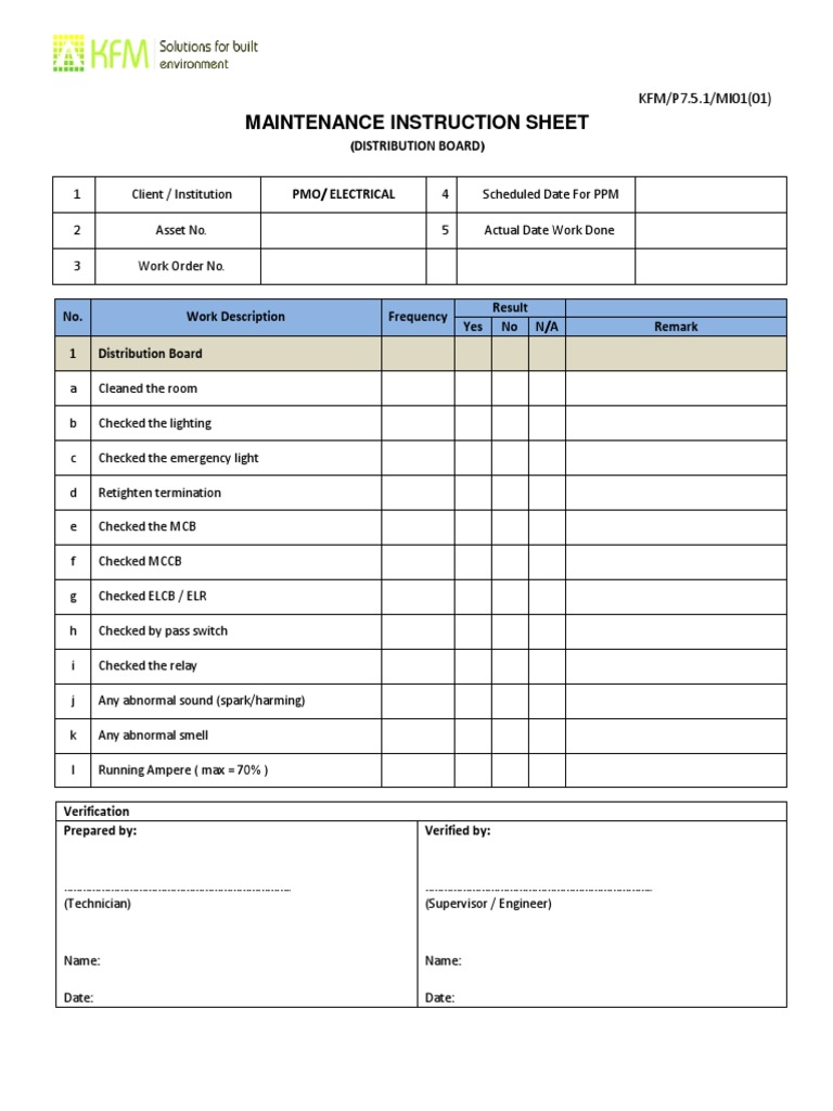 Electrical Checklist All | Transformer | Capacitor | Free ...