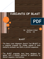 Variants of BLAST: PSI-BLAST, PHI-BLAST and MegaBLAST
