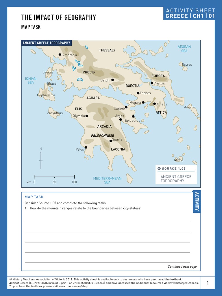 Greece Geography Worksheet PDF Ancient Greece Greece