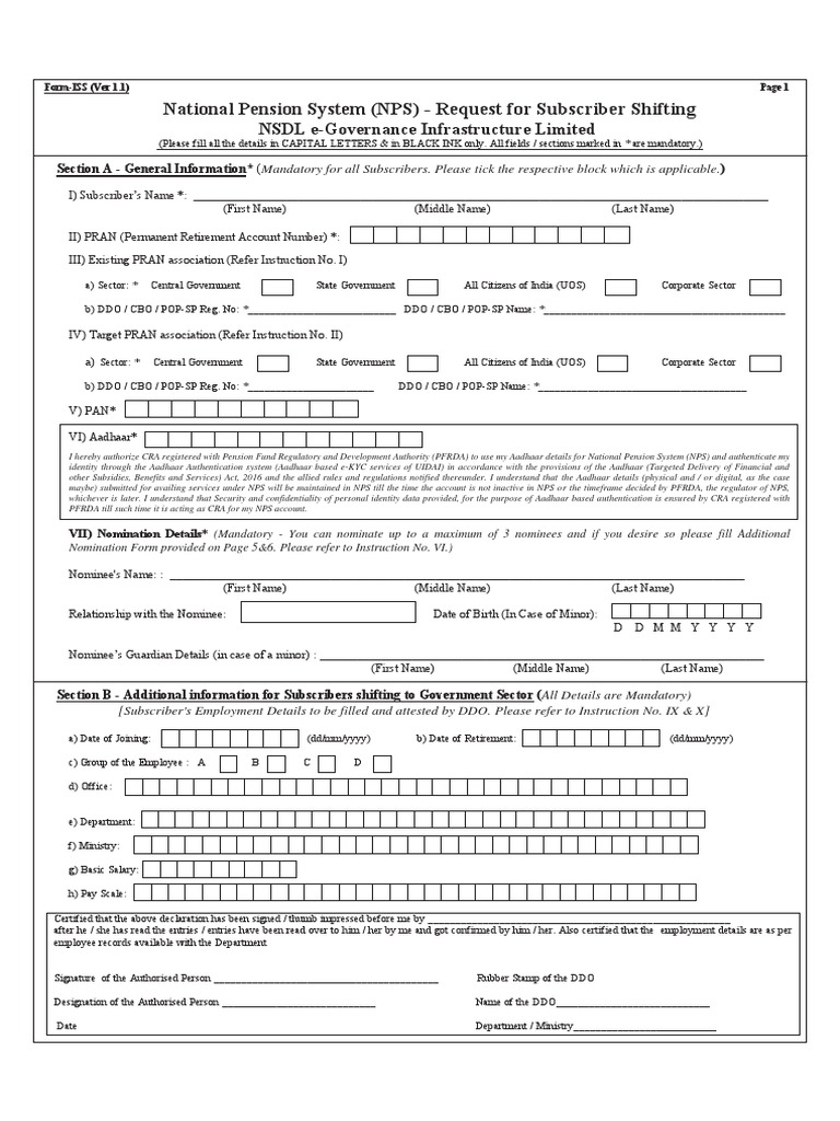 Inter Sector Shifting (ISS) Form May 2018 | PDF | Pension | Banks