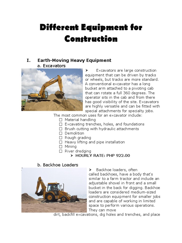 Essential Construction Equipment Guide | PDF | Loader (Equipment ...