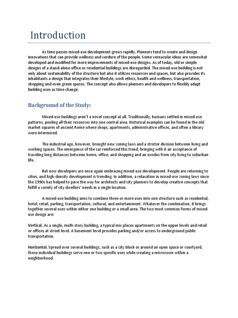 1.introduction Mixed Development | PDF | Mixed Use Development | Retail