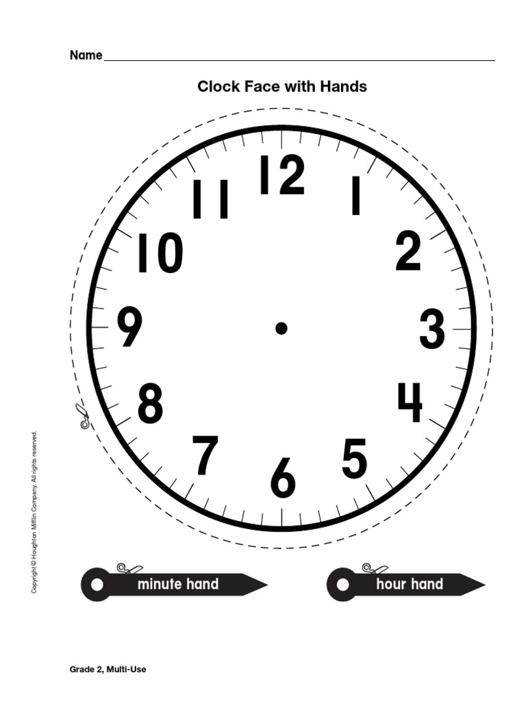 Clock Face With Hands Hour Hand Minute Hand PDF