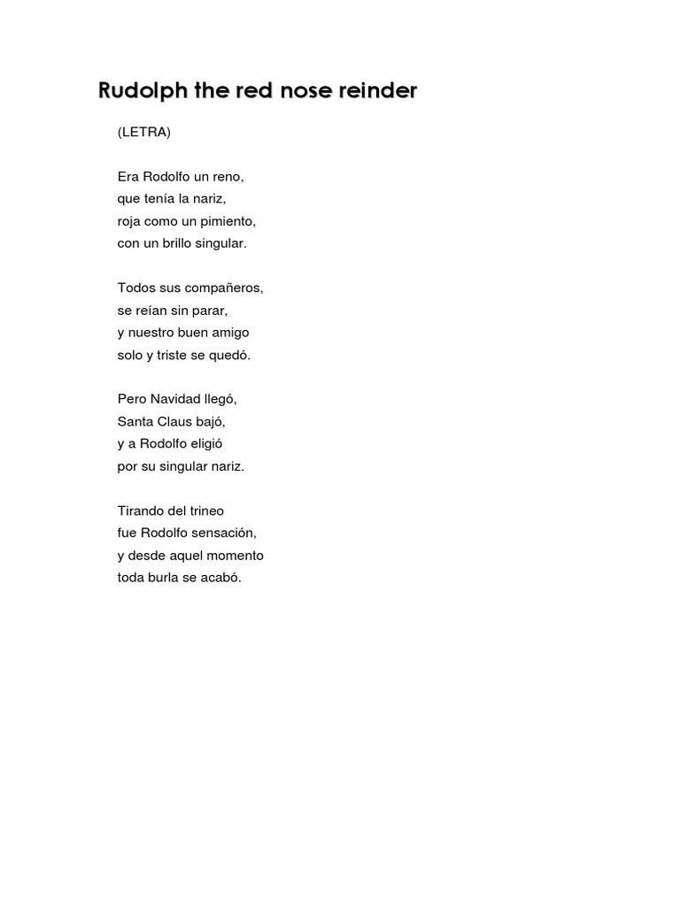 Letra Rudolph The Red Nose Reinder | PDF | Arte