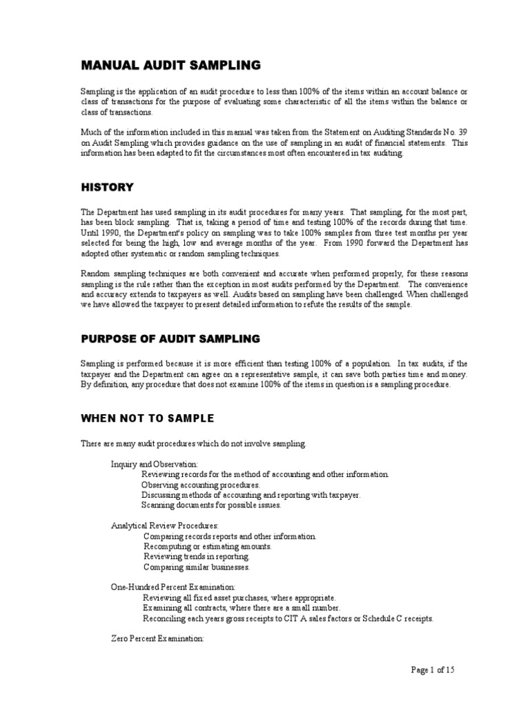Evaluating Audit Sampling Techniques: Statistical vs. Non-Statistical ...