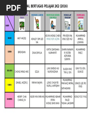 Template Jadual Bertugas Kelas Pdf