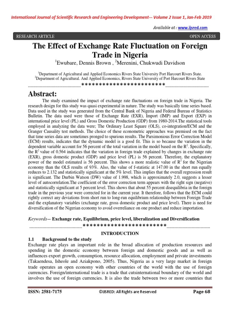 The Effect of Exchange Rate Fluctuation On Foreign Trade in Nigeria ...