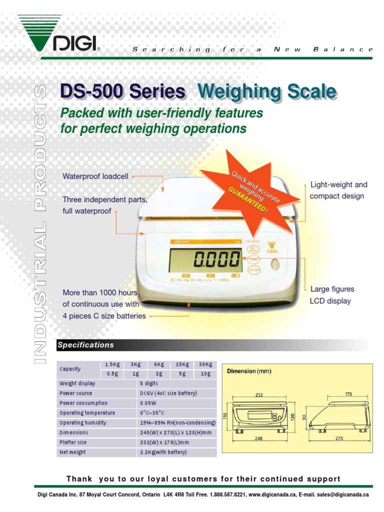 DS-500 Series Weighing Scale | PDF | Physics | Manufactured Goods