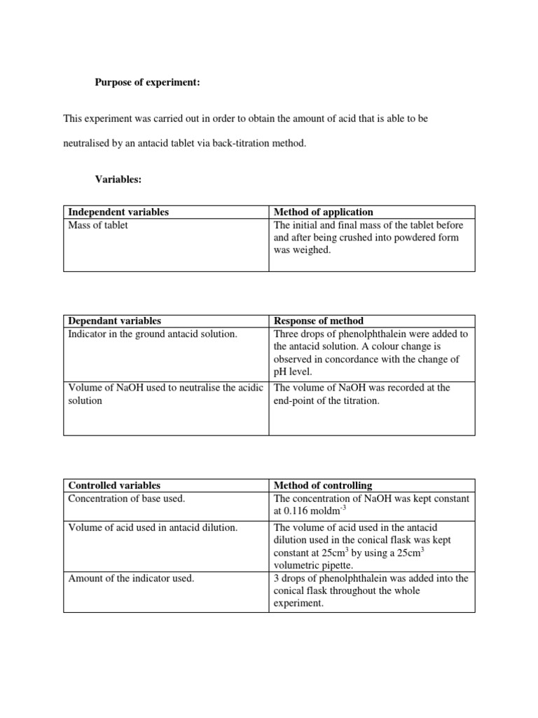 Antacid Lab Report PDF Titration Chemistry